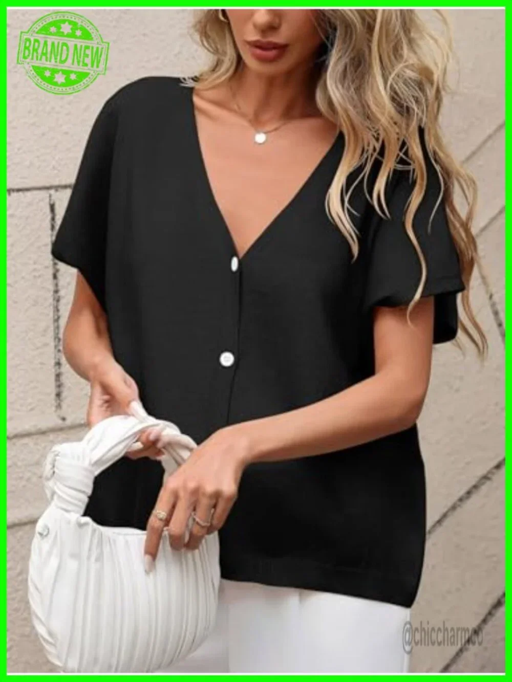 Oversized Short Sleeve Cardigan Lightweight V Neck Button Knit Sweater Beach